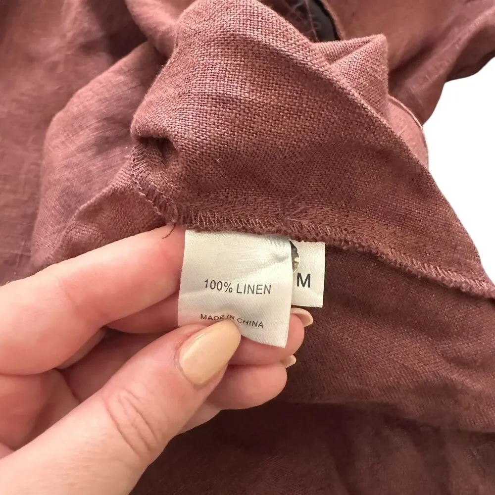 MONDAY SWIMWEAR Linen Tie Front‎ Tunic Maroon Medium - Picture 6 of 6